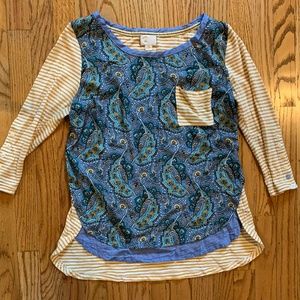 Anthropologie Postage Stamp Scarf Top